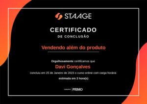 Imagem de um Certificado do Curso: Vendendo além do produto